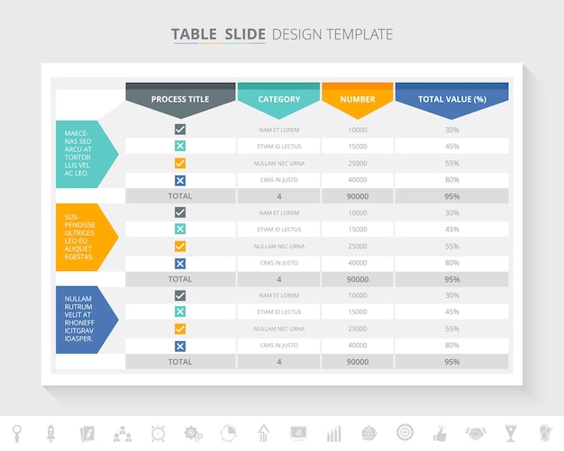 Vettore infografica tabella vettoriale