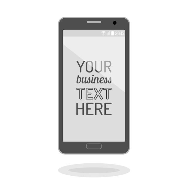 Vector tablet o telefono con mano spingendo sullo schermo e posto per il testo in mostra.