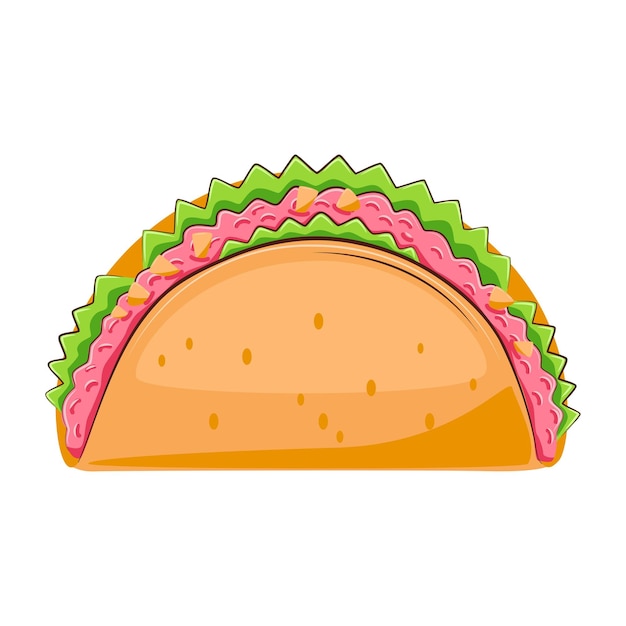 Vector taco cartoon sketch mexican food