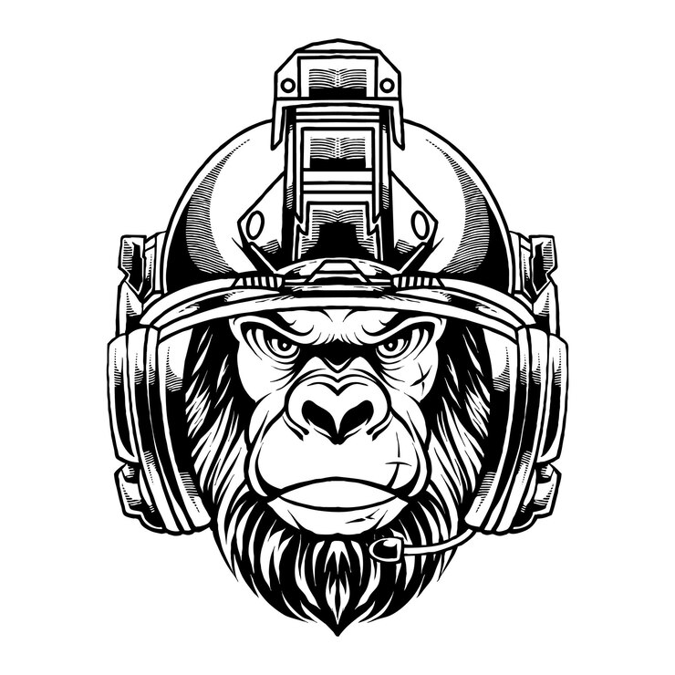 Vector vector tactical gorilla soldier with helmet protection illustration