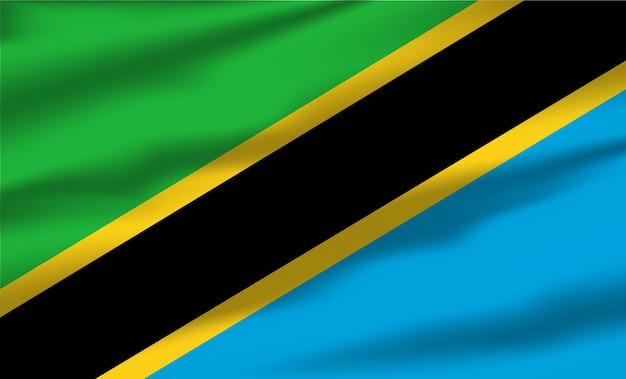 Vector Tanzania vlag zwaaiende realistische vloeiende vlaggen