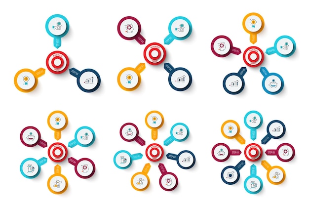 Vector targets with arrows Set of cycle infographic diagram