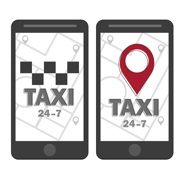 Vector taxi icon. map pin with taxi checks sign. vector illustration - line style