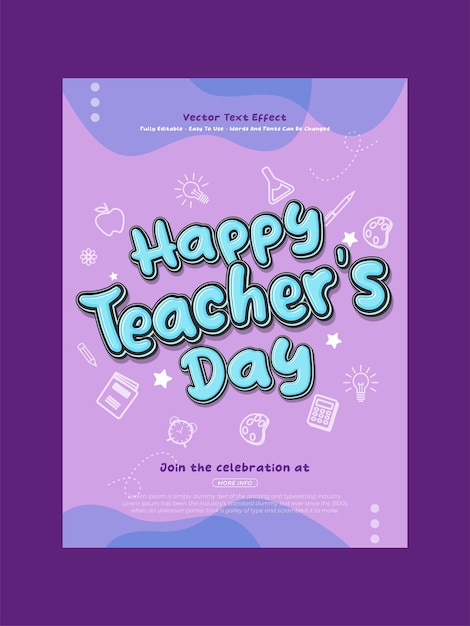 Vector vector teachers day greeting card template with editable 3d style effect 05