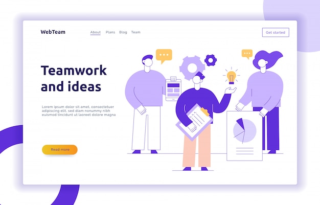 Vector teamwork and business strategy web page banner