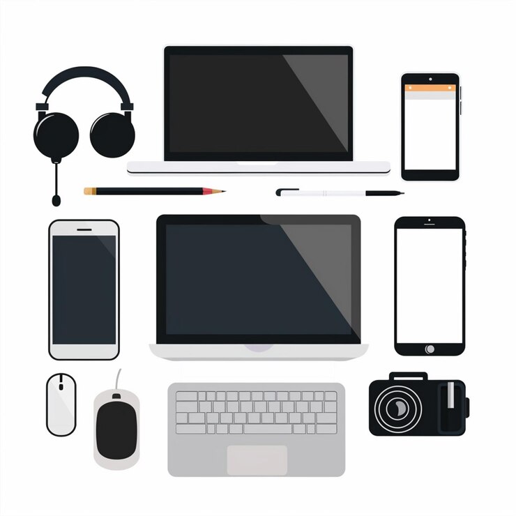 Vector vector technologie illustratie apparaat gadget digitale set modern ontwerp mobiel icoon plat