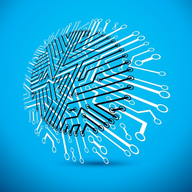 Vector technology cpu design with circular microprocessor scheme. Computer circuit board, digital element.