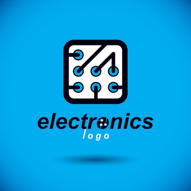 Vector vector technology cpu design with square microprocessor scheme. computer circuit board, digital element. technology microchip logo.