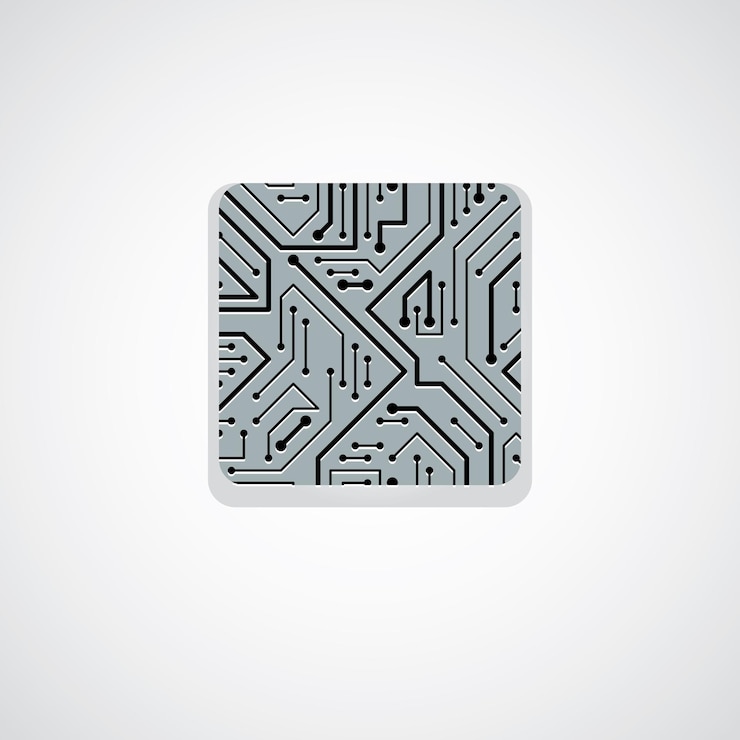 Vector vector technology cpu design with square microprocessor scheme. computer circuit board, digital element.