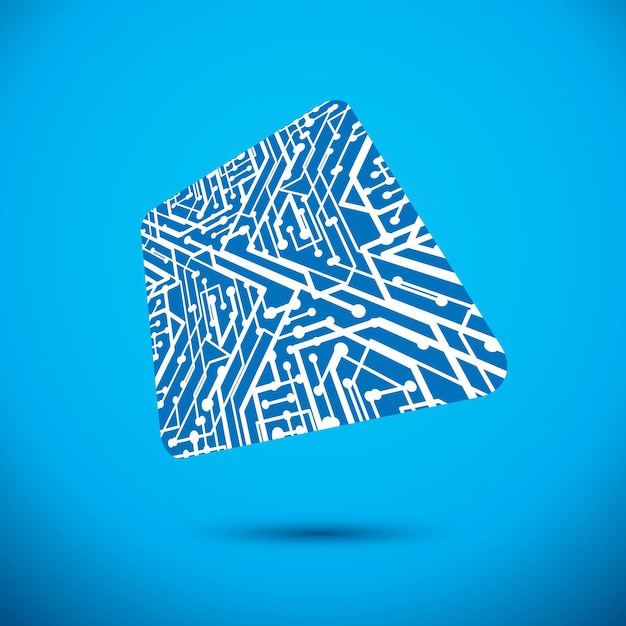 Vector technology cpu design with square microprocessor scheme. computer circuit board, digital element.