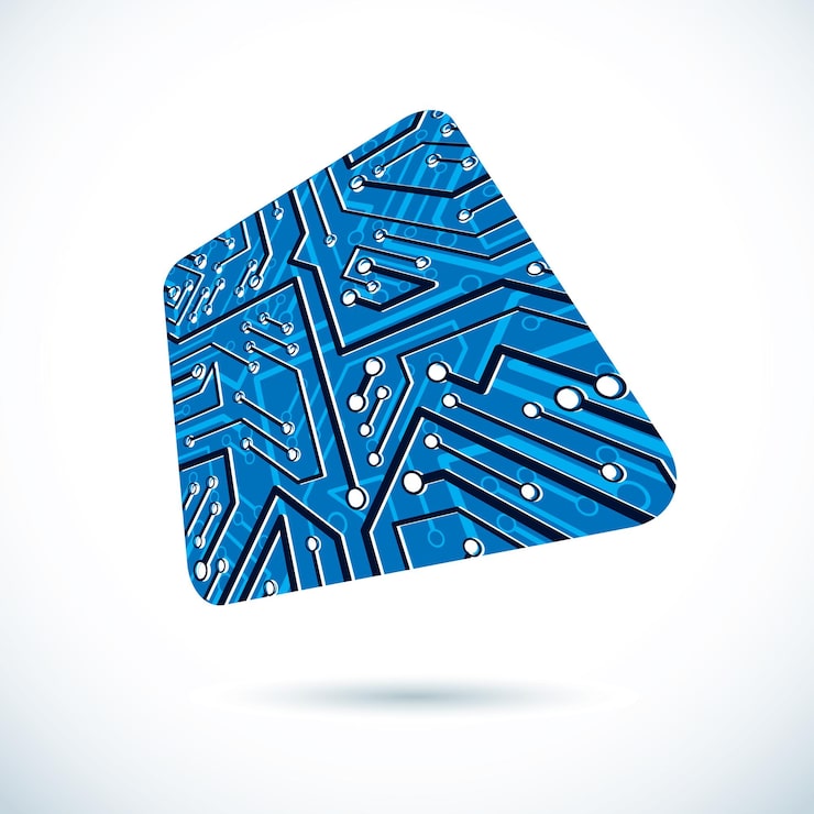 Вектор векторный технологический дизайн процессора с квадратной схемой микропроцессора. плата компьютера, цифровой элемент.