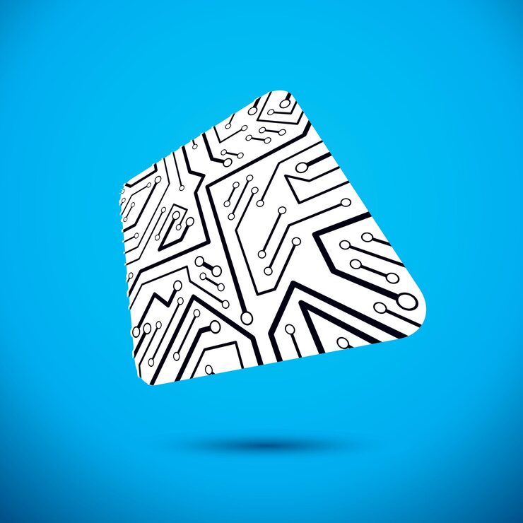 Vector vector technology cpu design with square microprocessor scheme. computer circuit board, digital element.