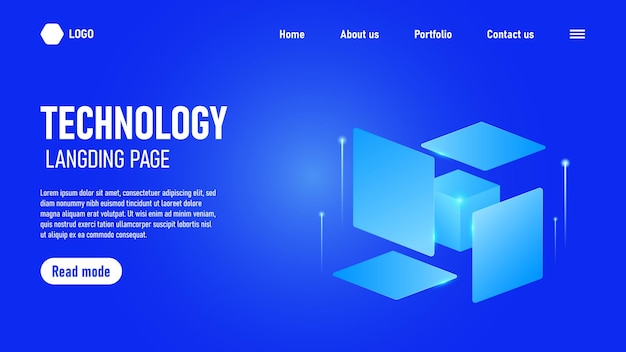Vector technology future background for landing page design