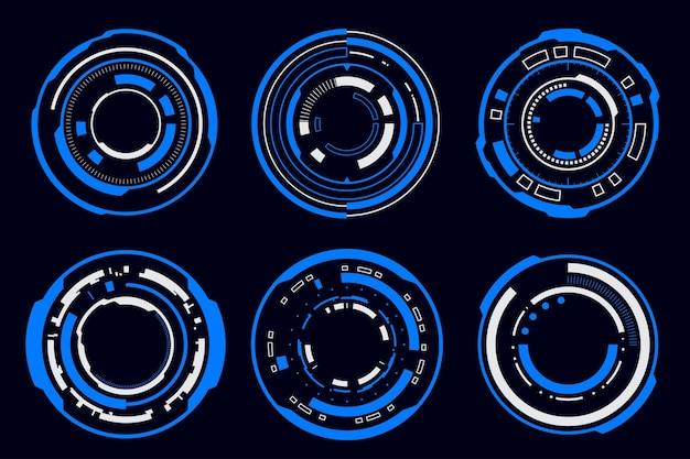 Векторная технология футуристический набор hi-tech круг кадр элемент hud фокус scifi квадратная форма дизайн