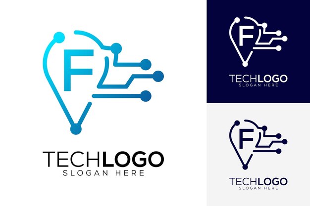 vector technology letter f logo