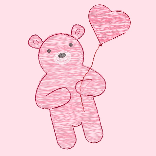 Vector vector teddy bear with heart