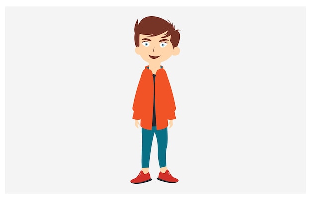 vector teenager boy cartoon character boy with happy smile on white background