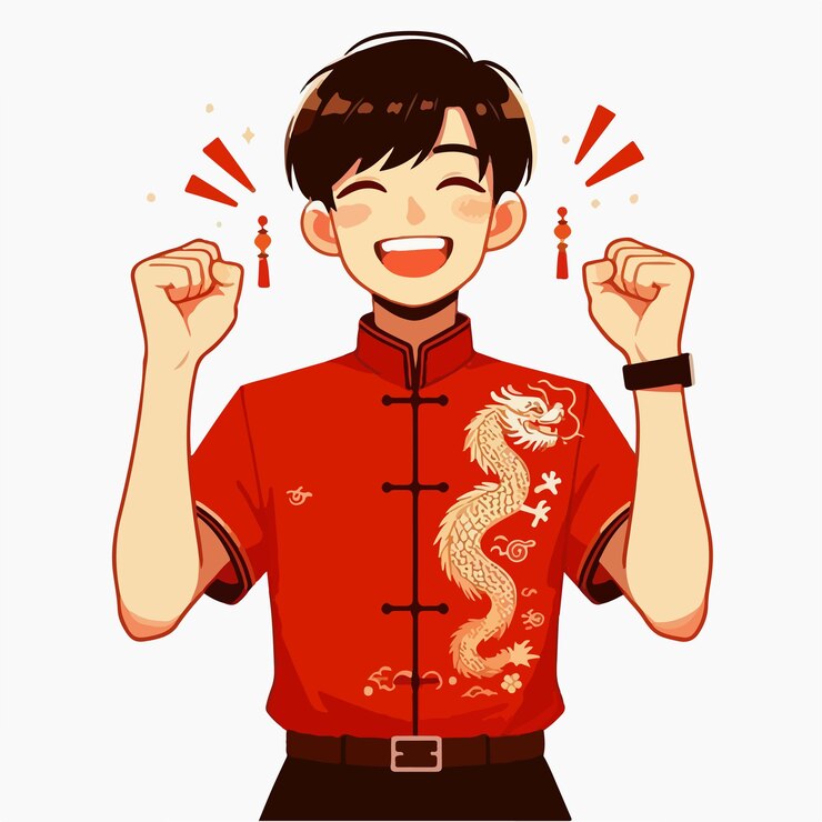 Vector vector of a teenager celebrating chinese new year