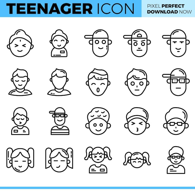 Vector Teenager icon set