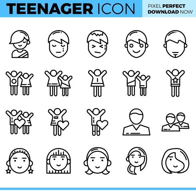 Vector Teenager icon set