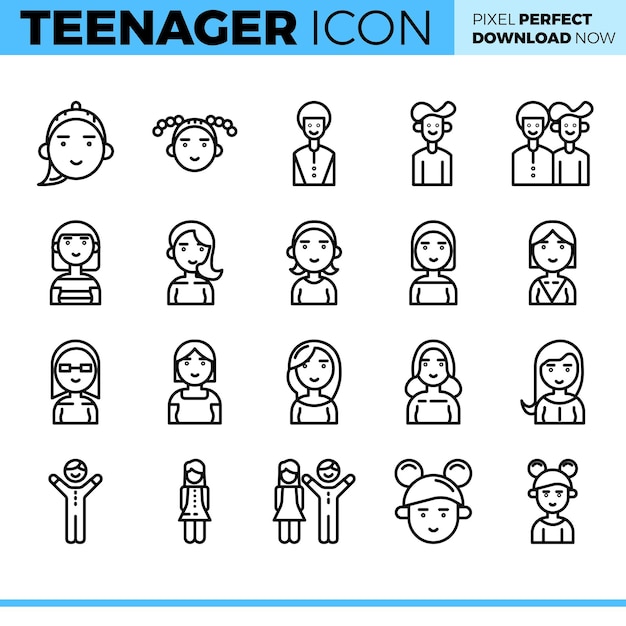 Vector Teenager icon set