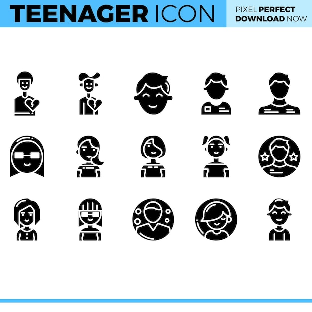 Vector Teenager icon set