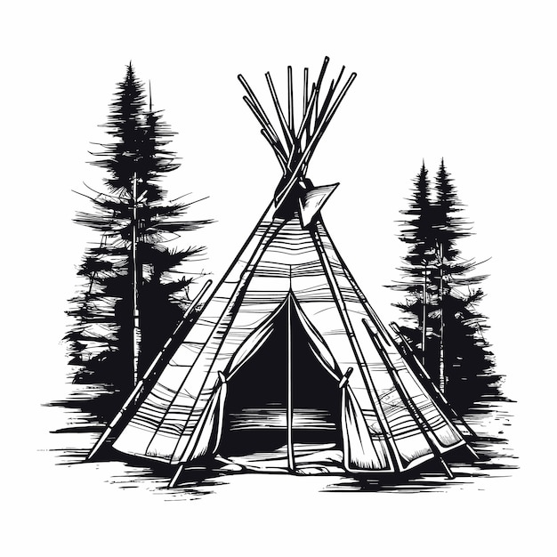Vector teepee sketch hand drawn in doodle style illustration