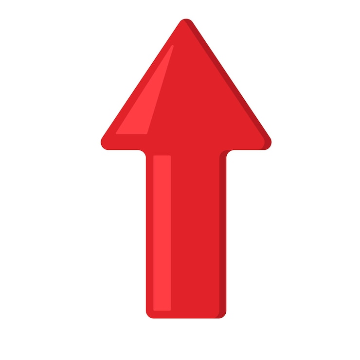 Vector vector teken rode pijl omhoog. platte vectorillustratie op witte achtergrond