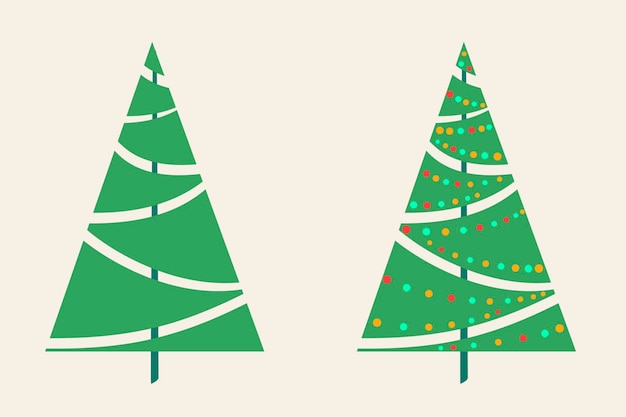 Vector tekening van kerstbomen op een witte achtergrond.