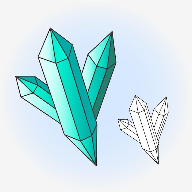 Vector tekening van kristallen mineralen icon sticker natuur magie