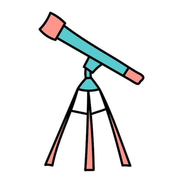 Vector telescoop handgetekende in doodle cartoon stijl.