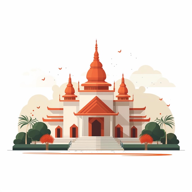 Vector vector tempel illustratie religie cultuur architectuur oud toerisme india reis buil