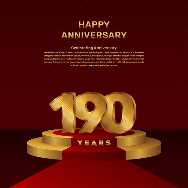 Vector vector template for 190th anniversary celebration with stage concept and golden numbers, vector template design