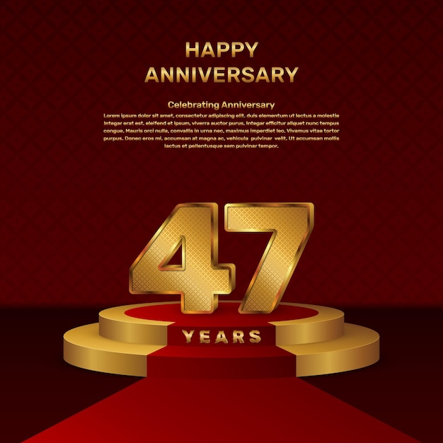 Vector template for 47th anniversary celebration with stage concept and golden numbers, Vector template design