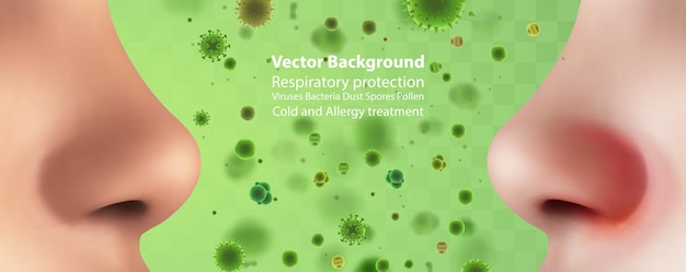 Vector vector template for advertising protecting the respiratory tract and nose from allergies and diseases viruses and bacteria dust and dirt