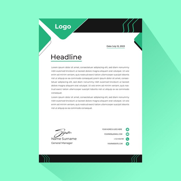 A vector template of business letterhead mockup or letterhead design