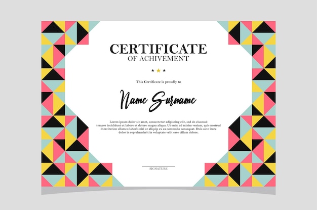 Vettore vettore modello certificato carta carta geometrica stile