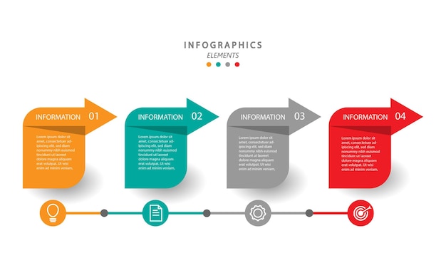 Infografica di progettazione del modello vettoriale con quattro passaggi