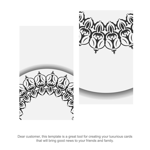 ベクトル デザイン名刺を印刷するためのベクトルテンプレート白い色と黒のビンテージパターン。ギリシャの装飾が施された名刺の準備。