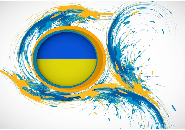 ベクトル ベクトルテンプレートイラストウクライナの旗ヨーロッパ国黒黄青ブラシペイント水彩画