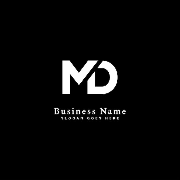 Векторный шаблон для логотипа начальной буквы MD Элегантный логотип монограммы для алфавита M и D