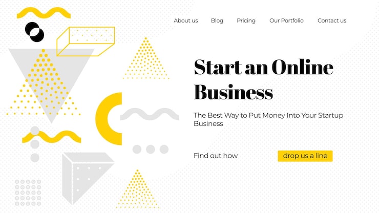 Vector vector template for landing page web concept with universal abstract shapes and elements composition website text design and development app responsive programming seo maintenance banner