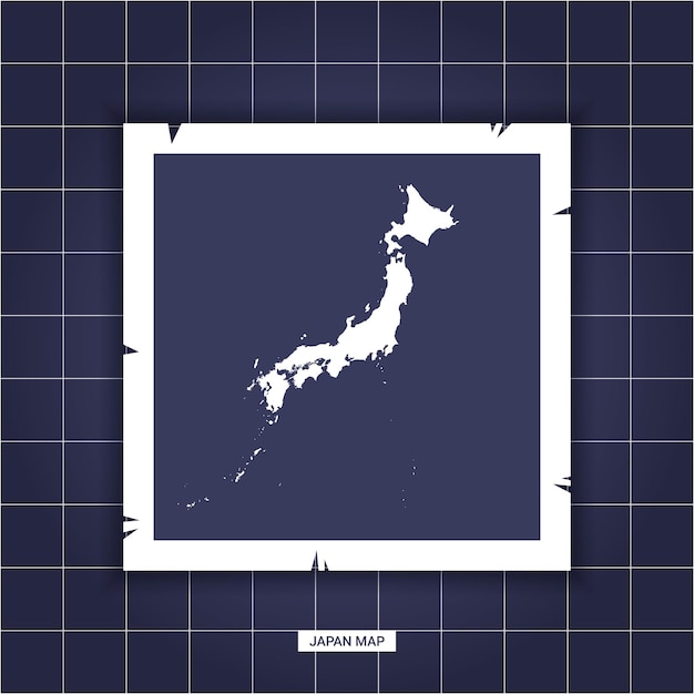 Vector template Map Japan on a photo frame