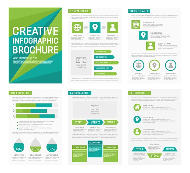 Vector template for multipurpose presentation slides with graphs and charts