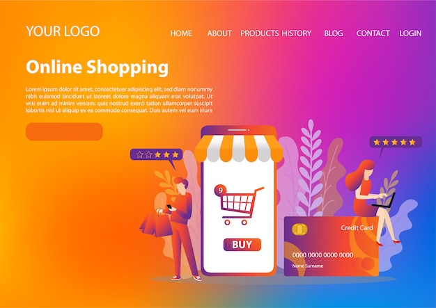 Vector template of online shopping concept. flat illustration vector