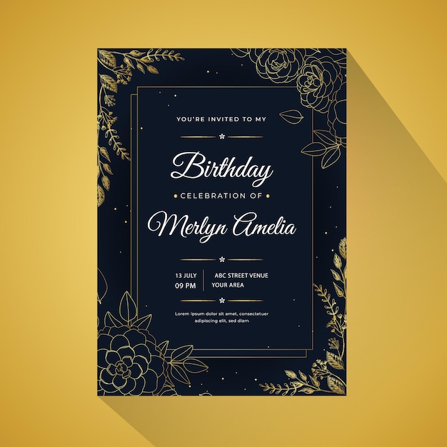 Vector a vector template of premium luxury birthday invitation card design