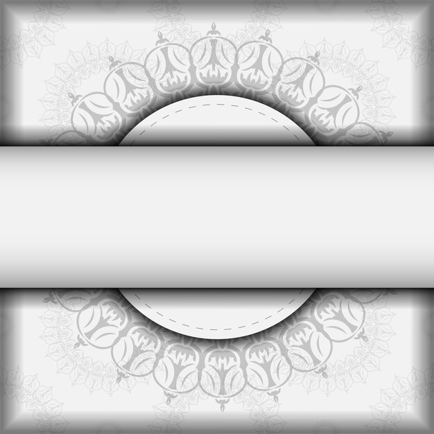 vector template for print design postcards white colors with mandala ornament. preparing an invitation card with a place for your text and vintage patterns.