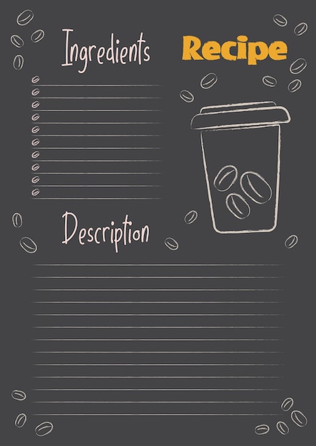 Vector template of the recipe page for printing