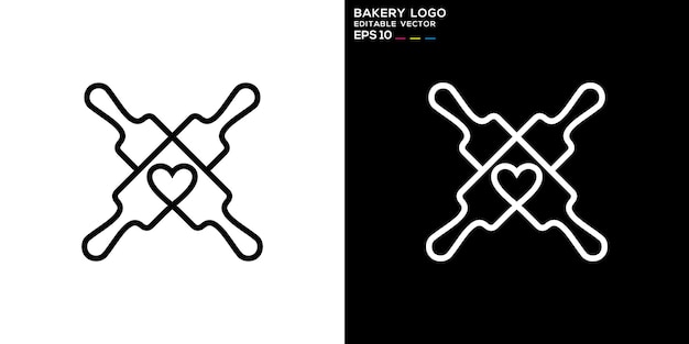 Vector template of rolling pin logo bread making bakery EPS 10