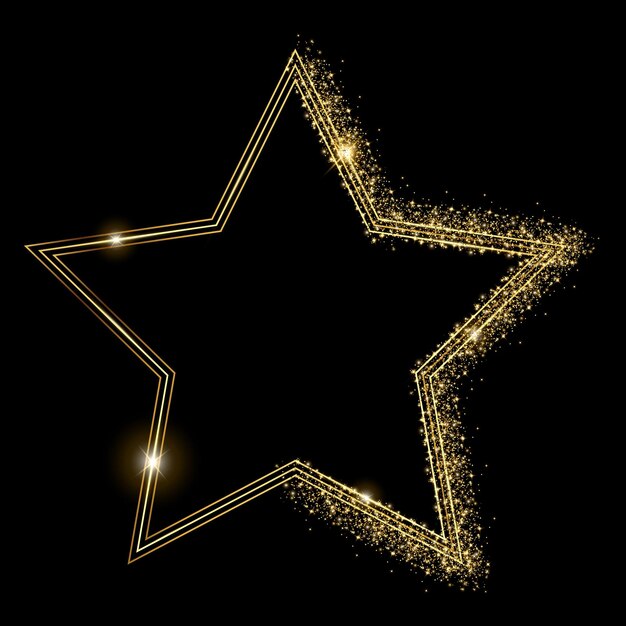 Vector vector template of shining gold star frame background with glitter